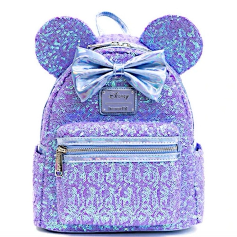 Loungefly Disney Mini Backpack, Minnie Mouse Celebration Iridescent Sequin